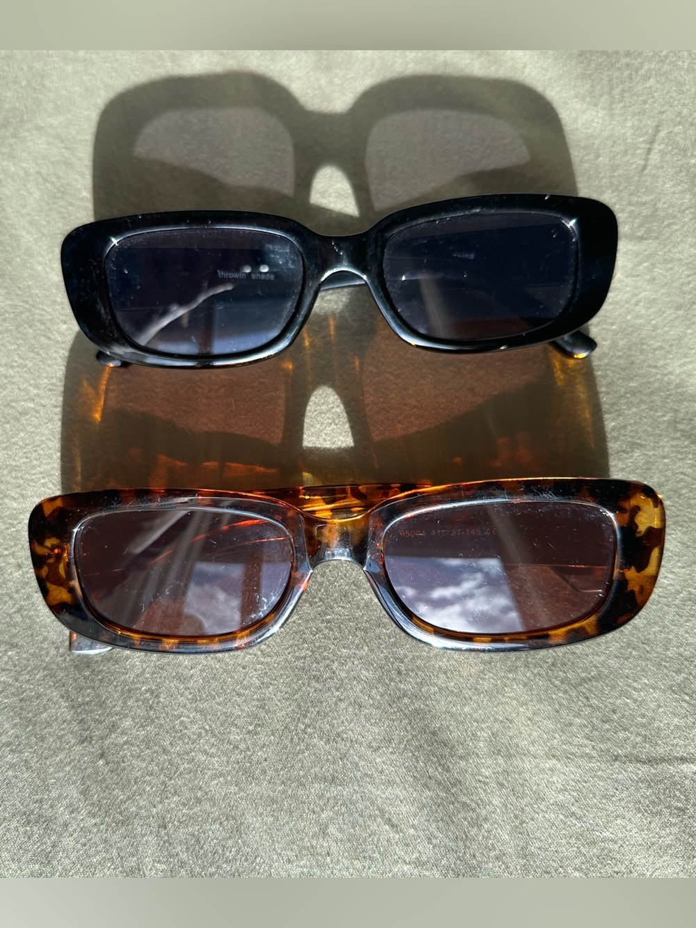 Tortoiseshell and Black Rectangular Women’s Sunglasses